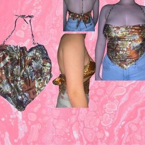 Brown flower chain top